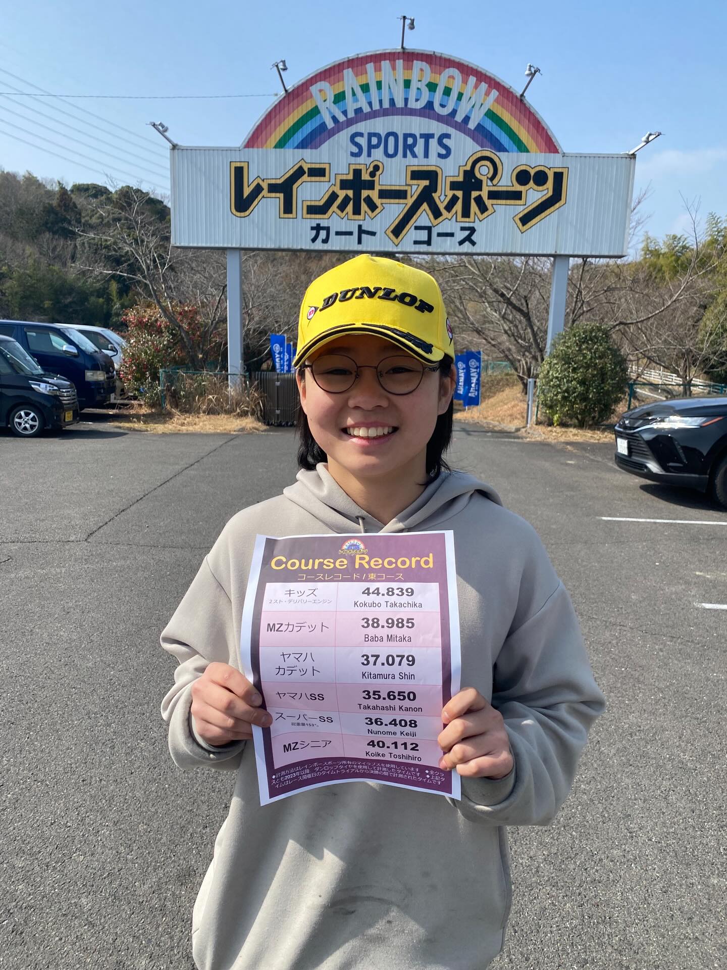 レインボースポーツで最も速いコースレコードが出ました🌈

　　　『35.650』

このタイムは、レンタルカート、バイク、レーシングカート全てのクラスを含めても最速タイムです。
レコード保持者は中学2年生の女の子
『高橋佳音』選手です！
おめでとうございます！